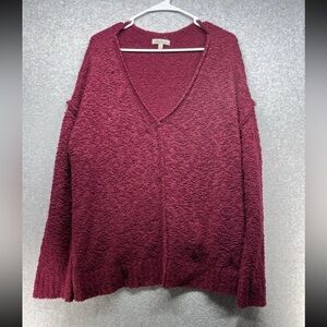 Wonderly Deep Red Textured Sweater